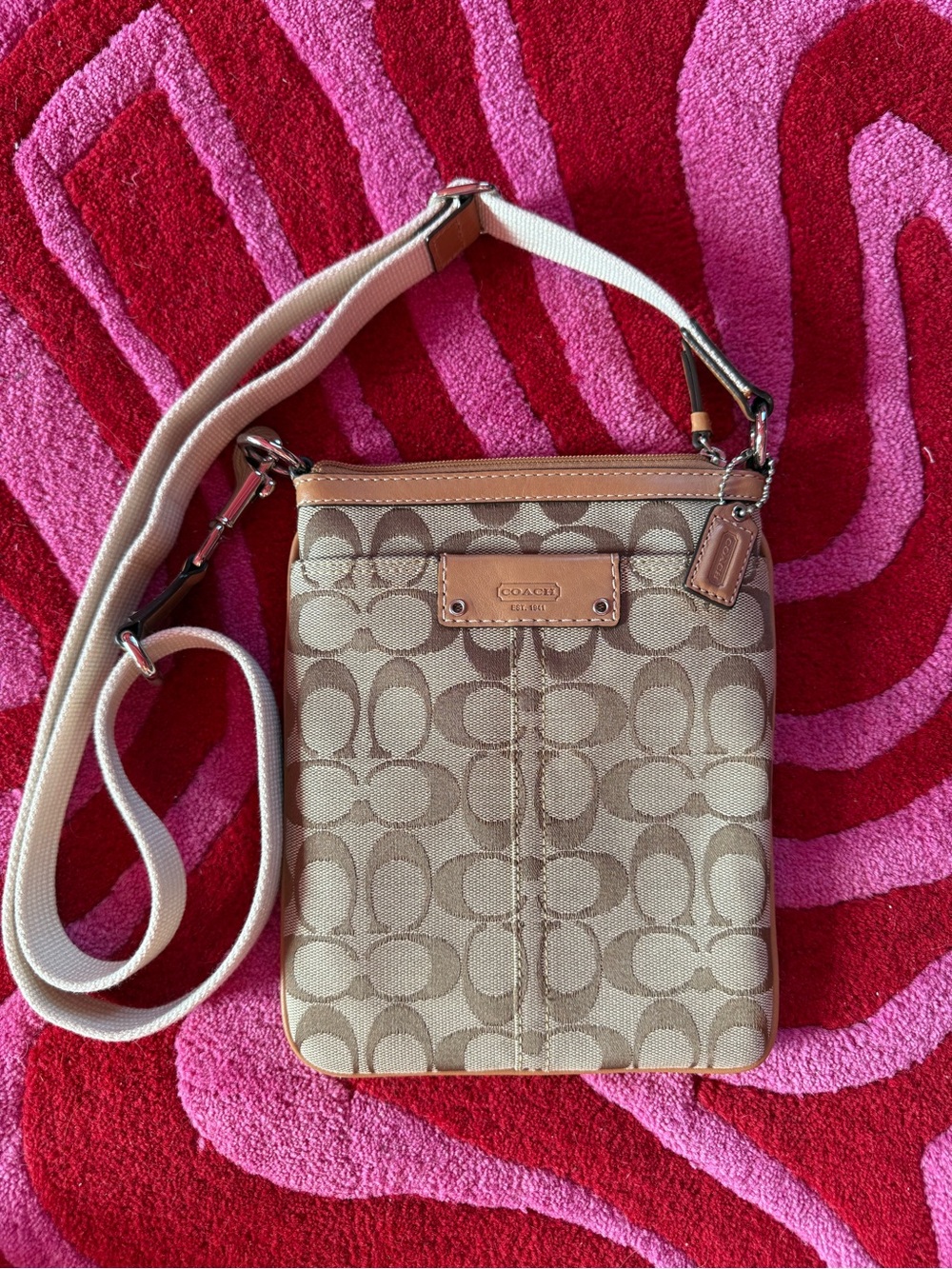 Coach Beige/Tan Signature Crossbody Bag